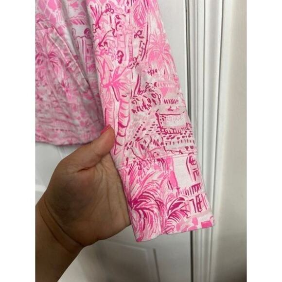 Lilly Pulitzer Skipper Popover Half-Zip Top Paradise Pink Rule Breakers Size XS - Picture 4 of 5